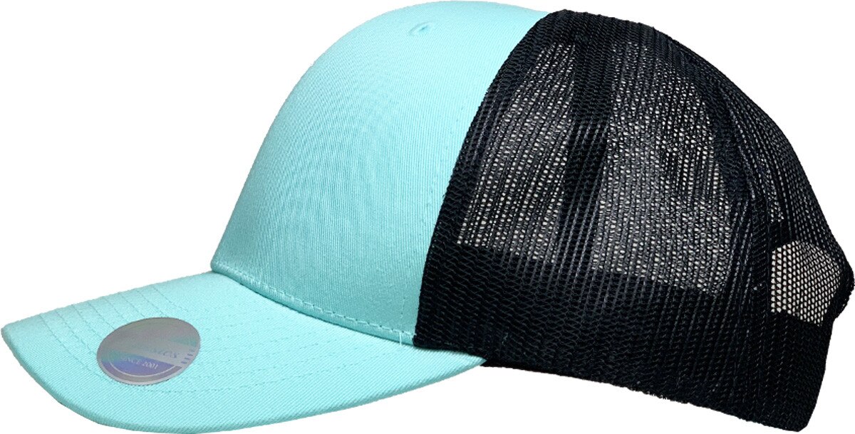 Diamond Blue Black Two Tone Classic 6 Panel Trucker Mesh Snapback Side View